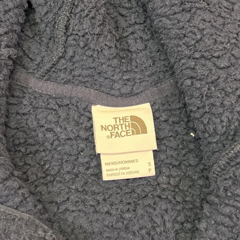 The North Face Campshire Jacket Mens Small Blue Sherpa Fleece Hooded 1/4 Zip